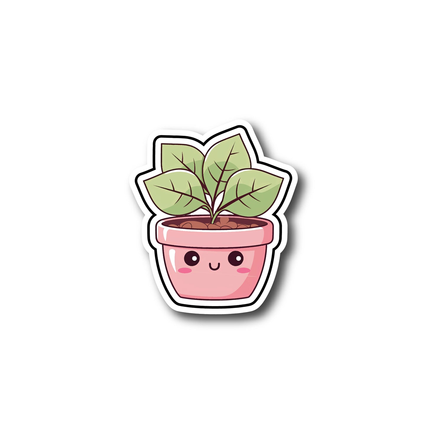 Green leaves with pink pot