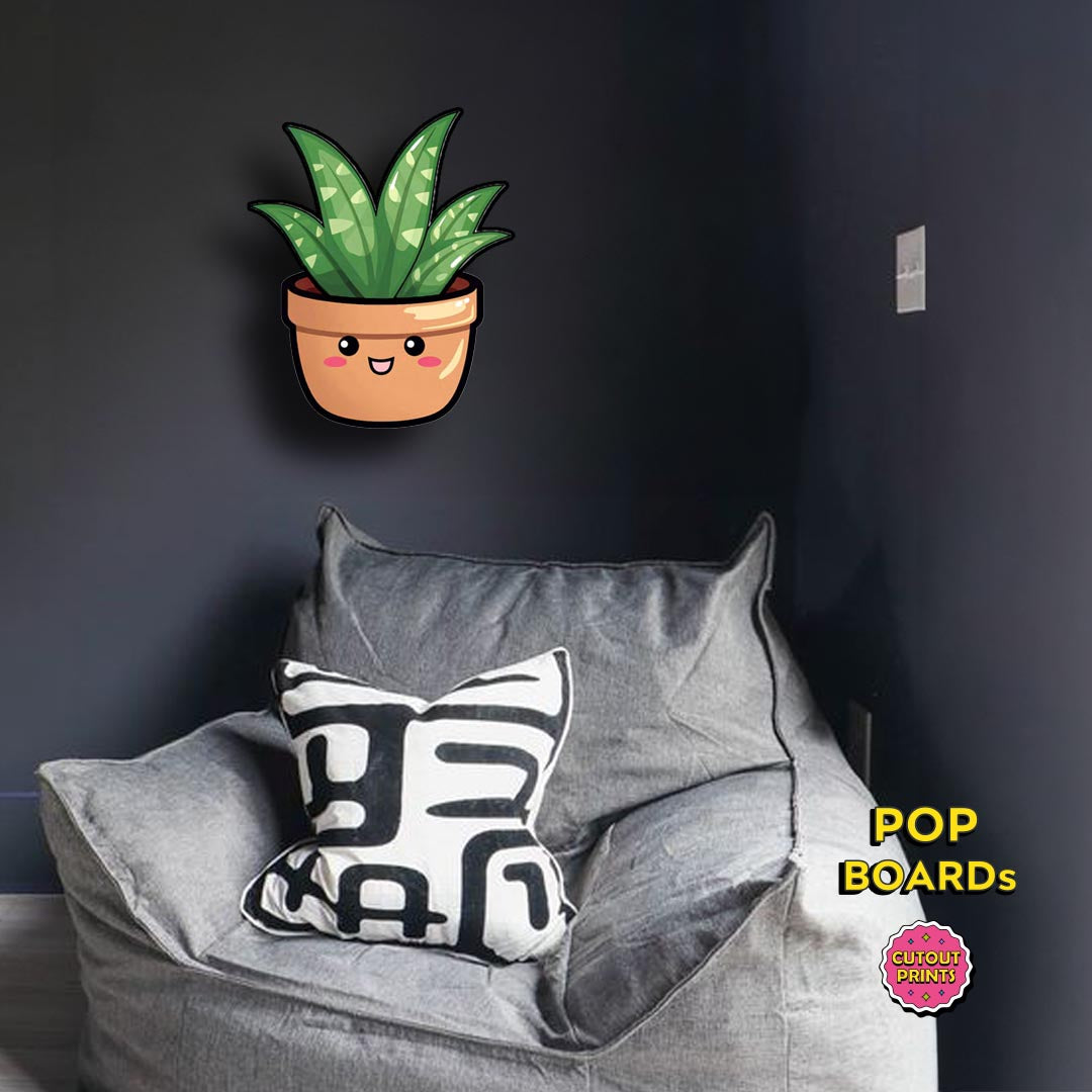 Green Aloe vera plant with brown pot