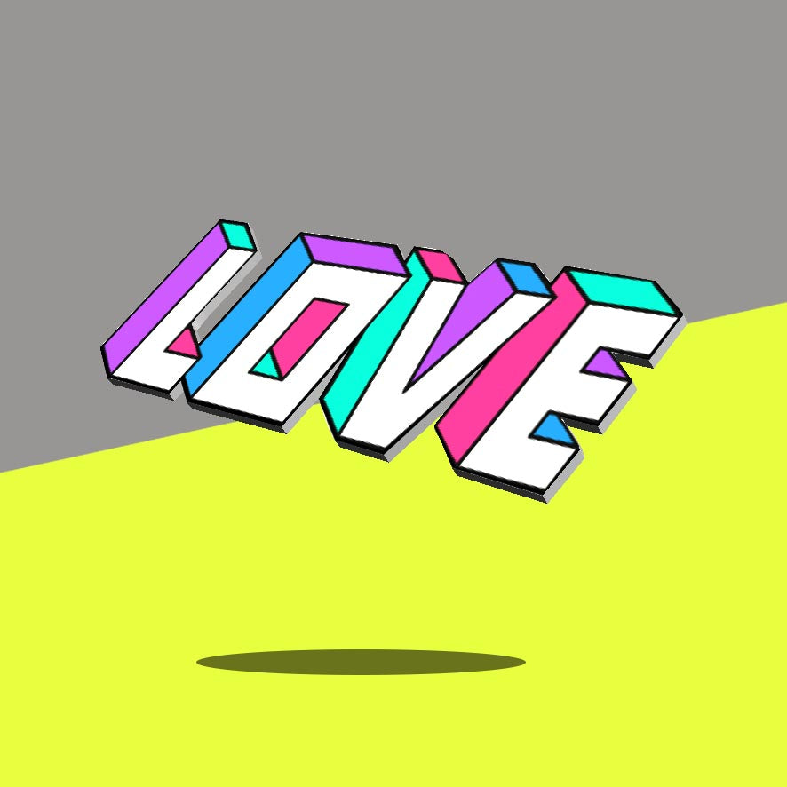 3d Block LOVE Typography