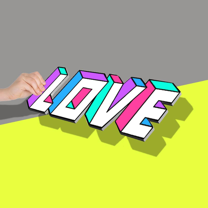 3d Block LOVE Typography