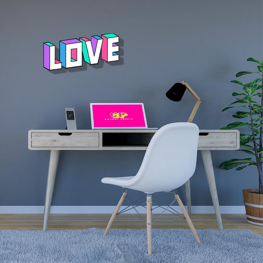 3d Block LOVE Typography