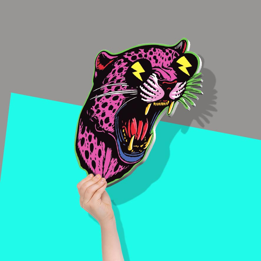 Pink Leopard with lightning bolt sunglasses