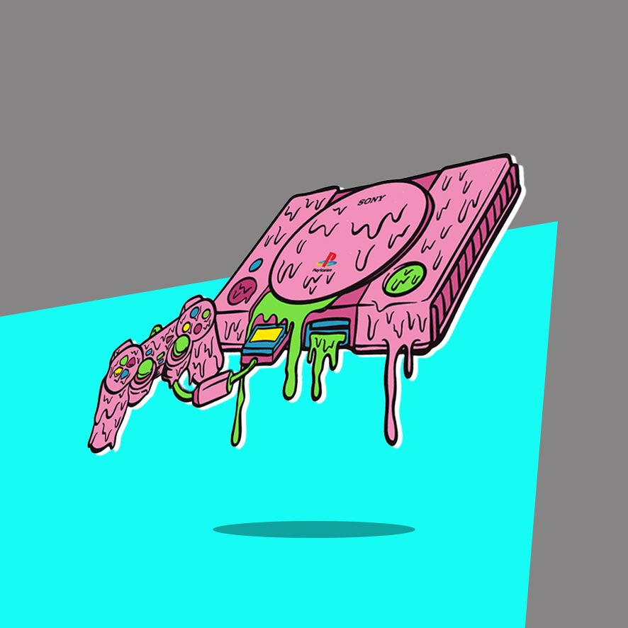 Pink Melted Retro Gaming console
