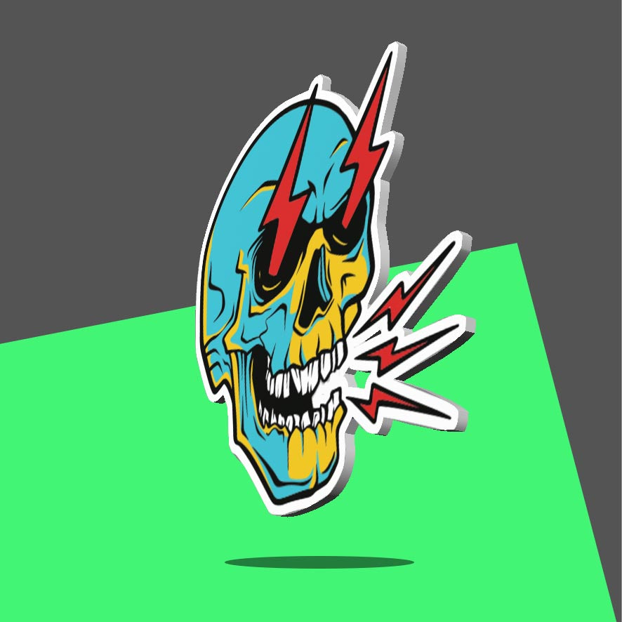 Skull with Red Lightning Bolts