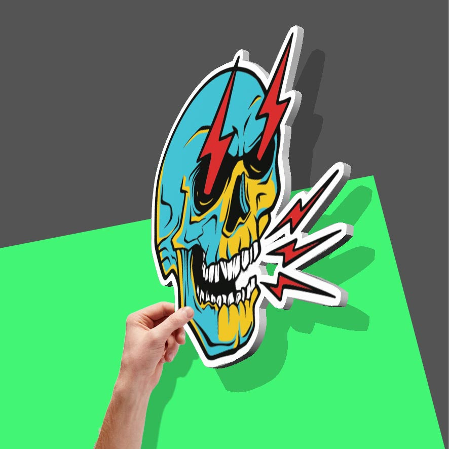 Skull with Red Lightning Bolts