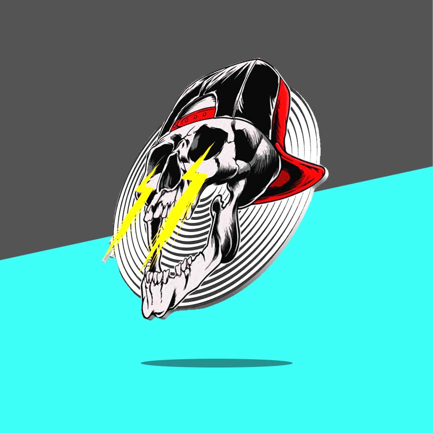 Skull with Cap and Lightning