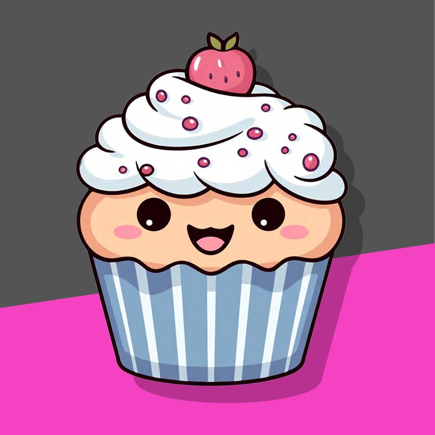 Vanilla cupcake with strawberrys and cream