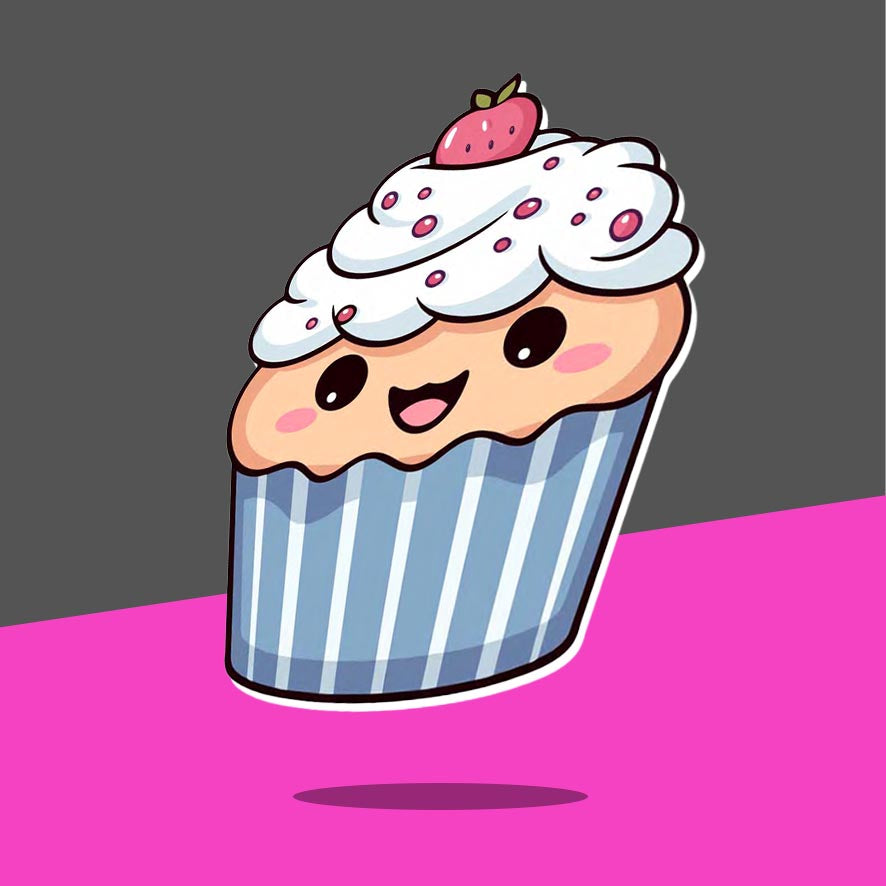 Vanilla cupcake with strawberrys and cream