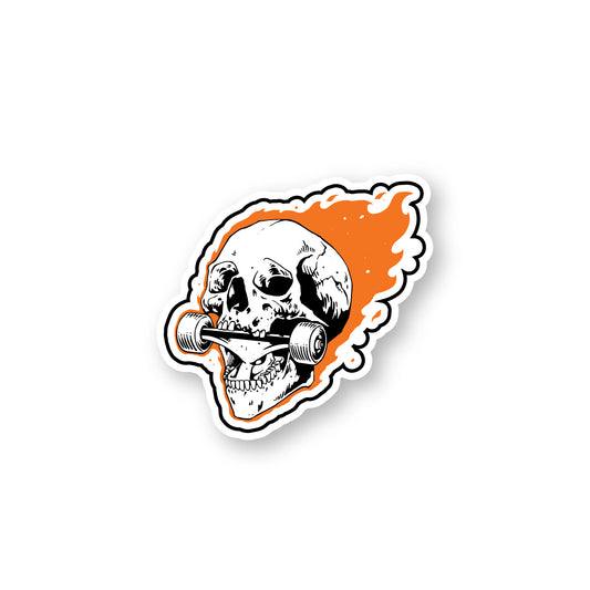 Orange flame skateboard skull