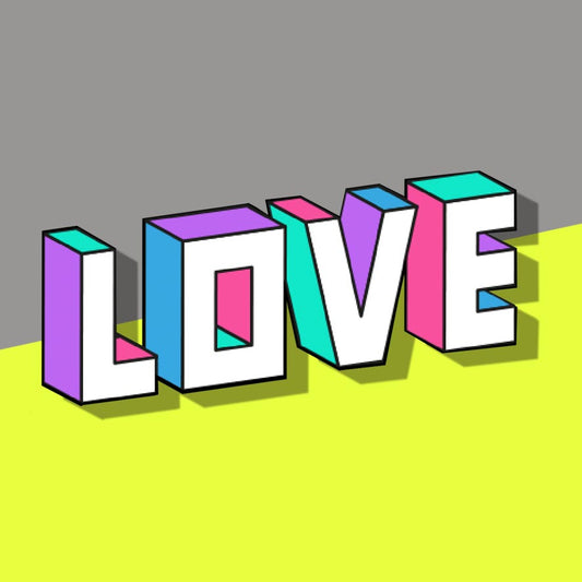 3d Block LOVE Typography