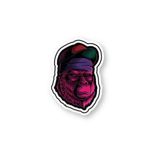 Pink Neon Gorilla wearing baseball hat