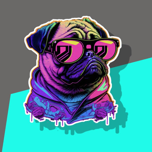 Pug Wearing Sunglasses