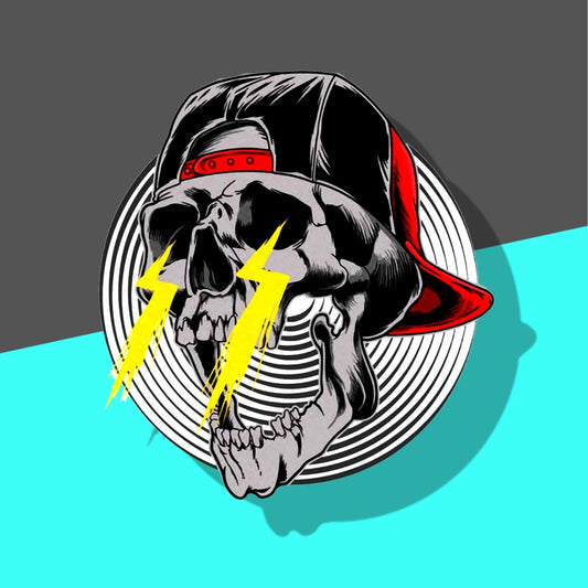 Skull with Cap and Lightning