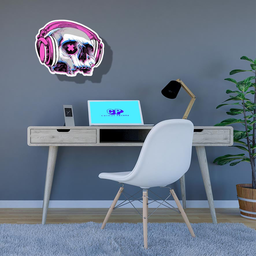 Purple & Blue Glitch Skull with Headphones