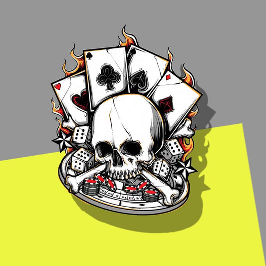 Casino flaming poker skull