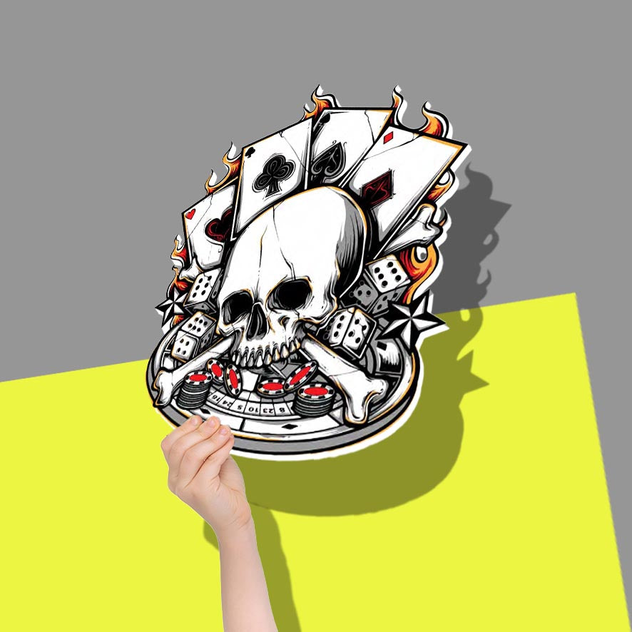 Casino flaming poker skull