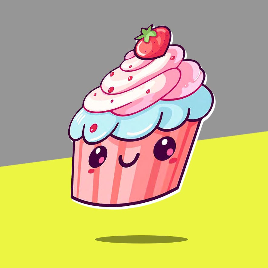 Cupcake with strawberry cream