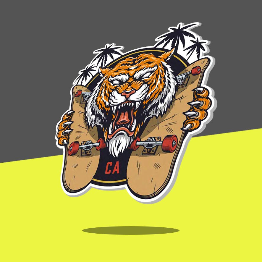 Tiger holding Skateboards